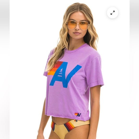 AVIATOR NATION LOGO BOYFRIEND TEE NEON PURPLE CASUAL CALIFORNIA SURF BEACH - Picture 3 of 10